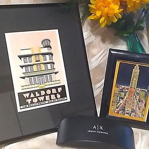 2 Vintage Art Deco Pictures & Armani Exchange Sunglasses Case.